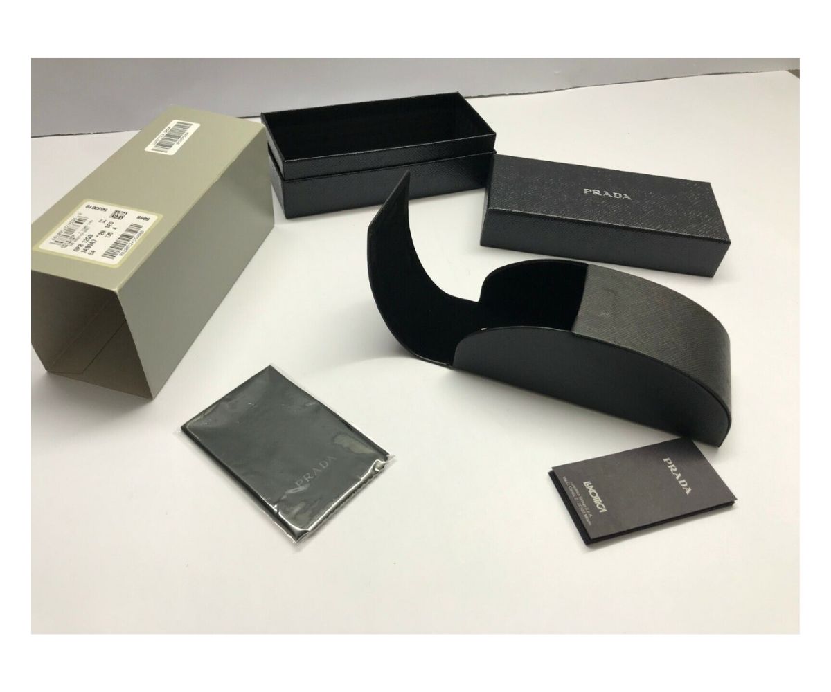 Prada sunglasses packaging set with case, box, cloth, and card for luxury eyewear