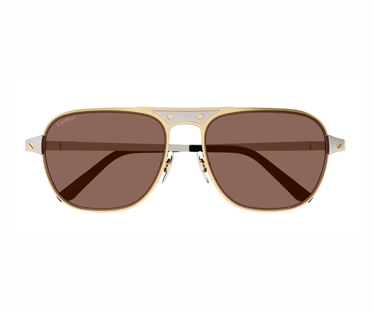 Cartier aviator sunglasses with gold frame and brown lenses, luxury designer eyewear