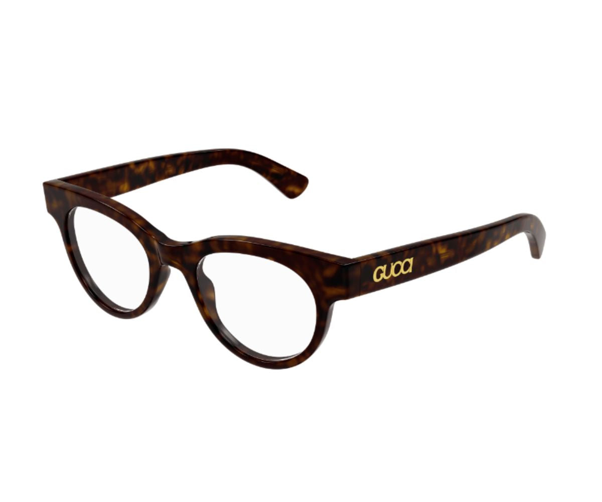 Tortoiseshell Gucci eyeglasses with gold logo, luxury designer frames for women