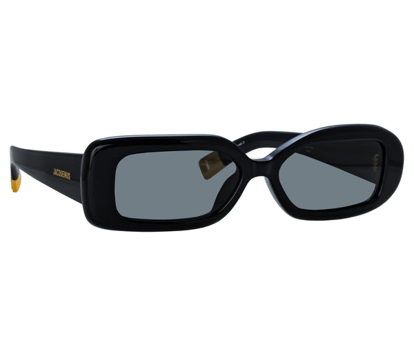 Jacquemus ROND CARRE JAC/11 C1 Sunglasses Black Rectangle Frame, Grey Lenses JACQUEMUS JAC/11 Round Carre Color C1 - Dalpasso Shop main image 3
