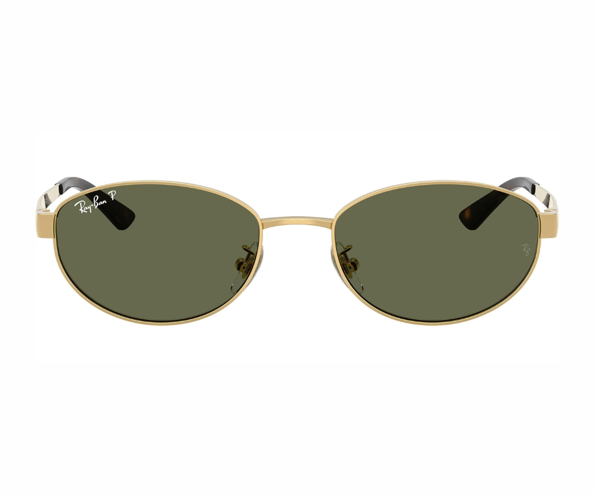 Ray-Ban P gold frame sunglasses with green lenses, luxury designer eyewear
