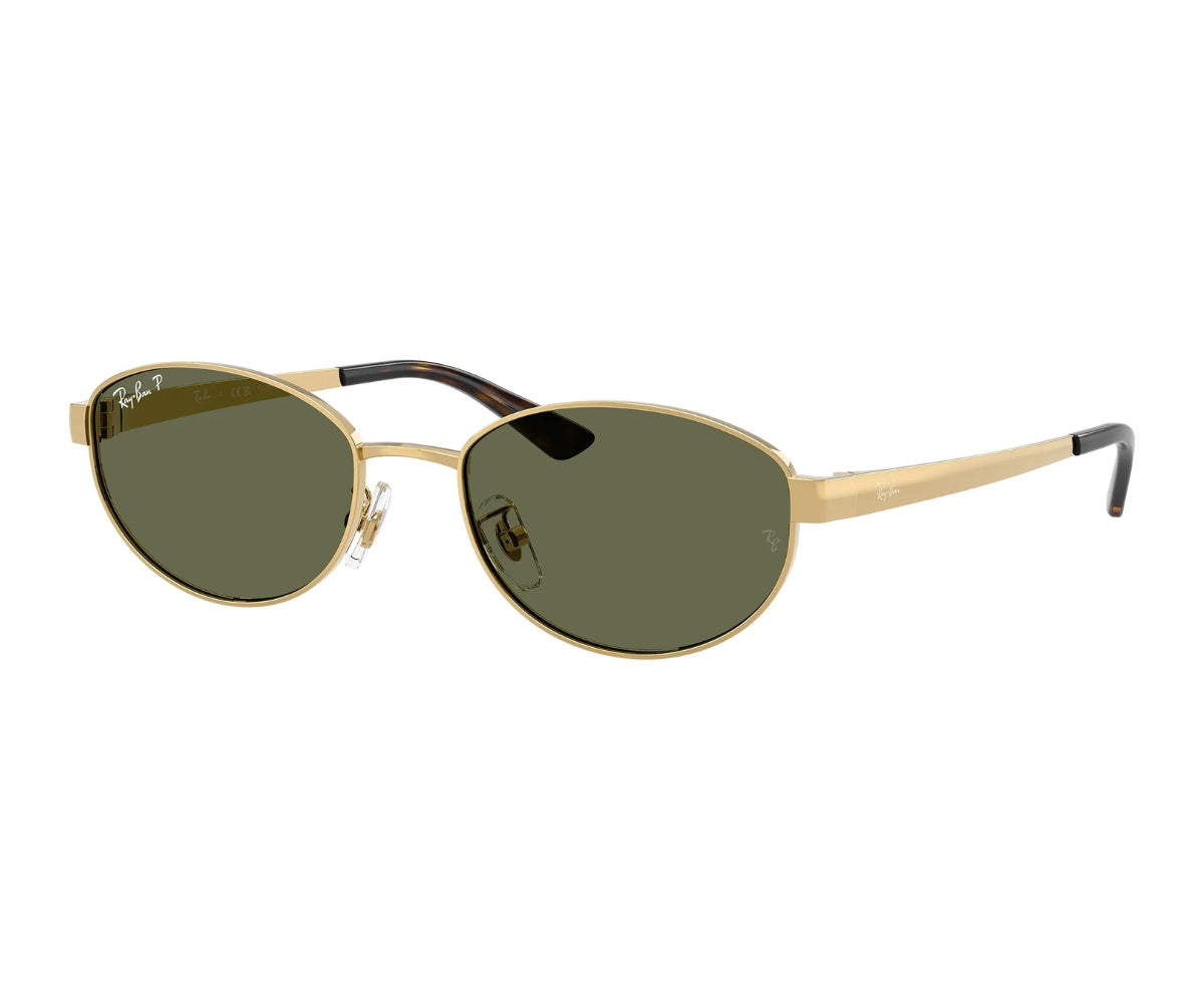 Ray-Ban gold frame sunglasses with green lenses, designer luxury eyewear