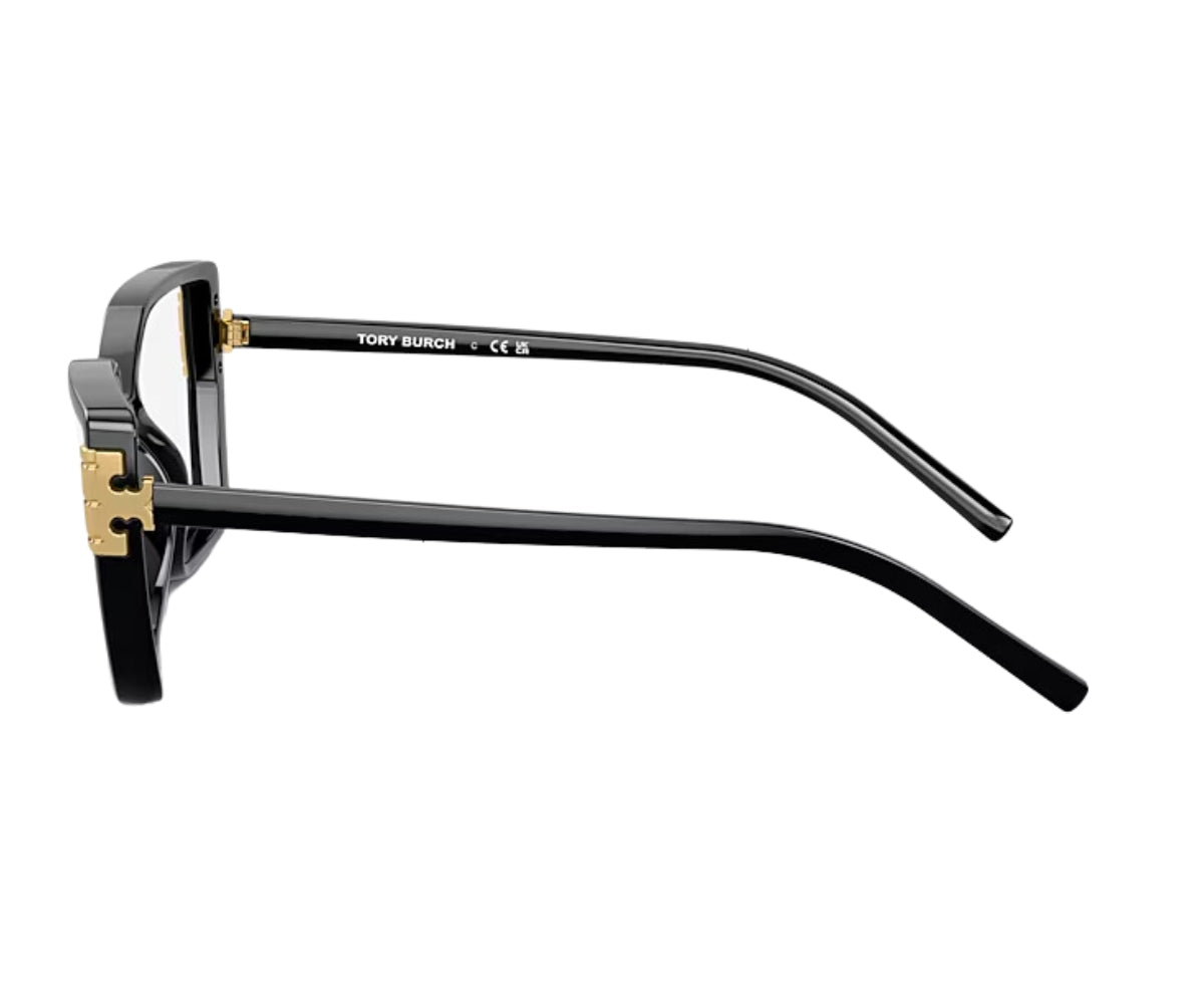 Tory Burch black sunglasses with gold accents, luxury designer frames for women