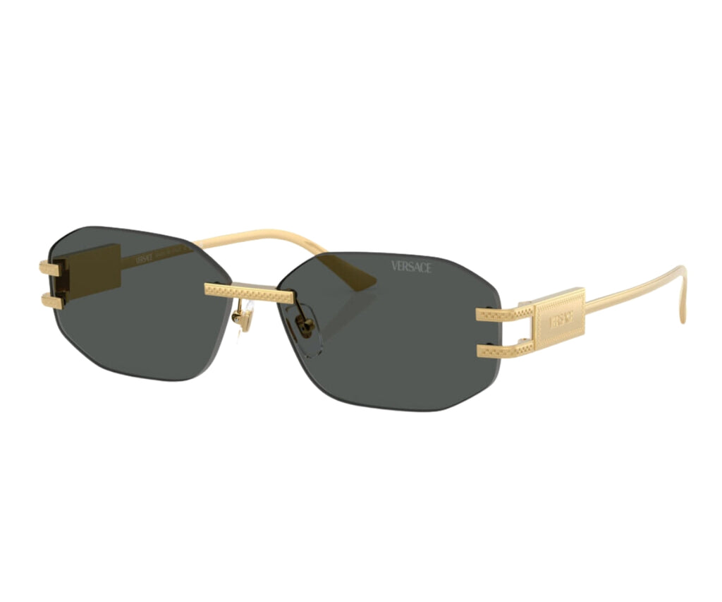 Versace Gold-Tone Frame Black Lens Rimless Women\'s Sunglasses Medusa Light Sunglasses Black,Gold | VERSACE US main image 2