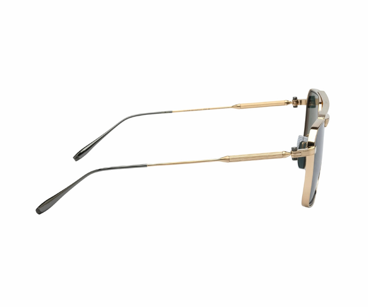 Gold-framed luxury sunglasses with dark lenses, designer style for men and women