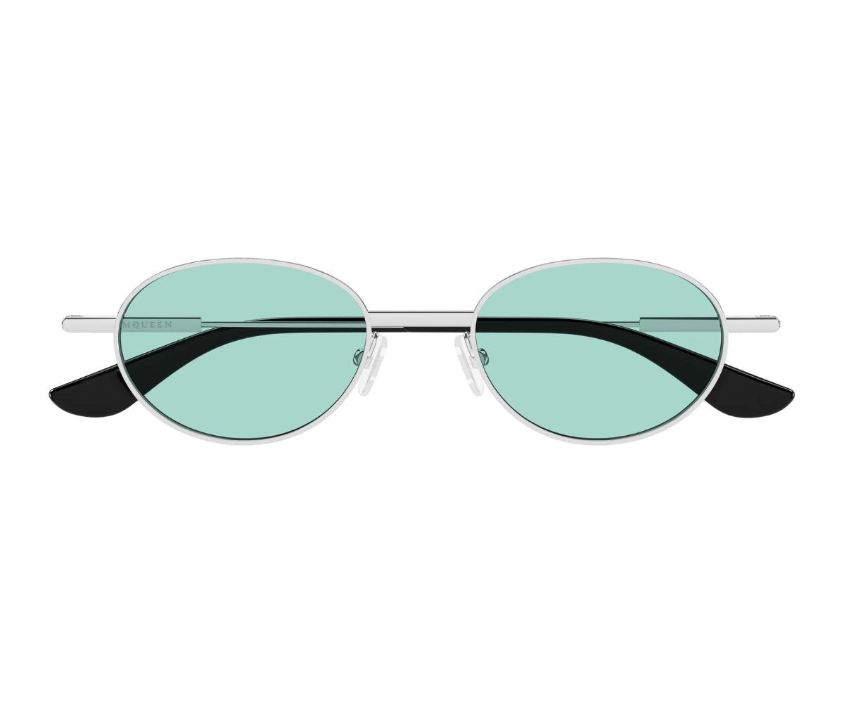 Alexander McQueen Tortoiseshell Frame Sunglasses with Blue green Lenses Alexander McQueen® AM0421S Wayfarer Sunglasses EuroOptica™ main image 2