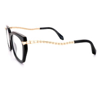 Luxury black and gold designer eyeglasses with Bvlgari branding, ideal for fashion-forward styles. view 3
