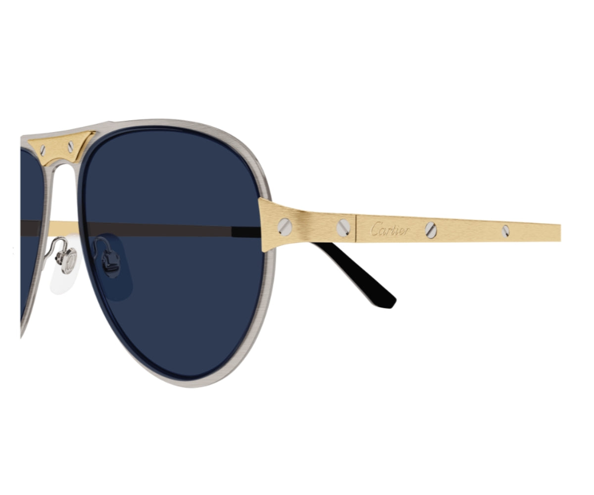 Cartier CT0533S-003 Sunglasses Silver Gold Blue Metal Cartier Exception Ct0533s Sunglasses 001 for Men main image 2