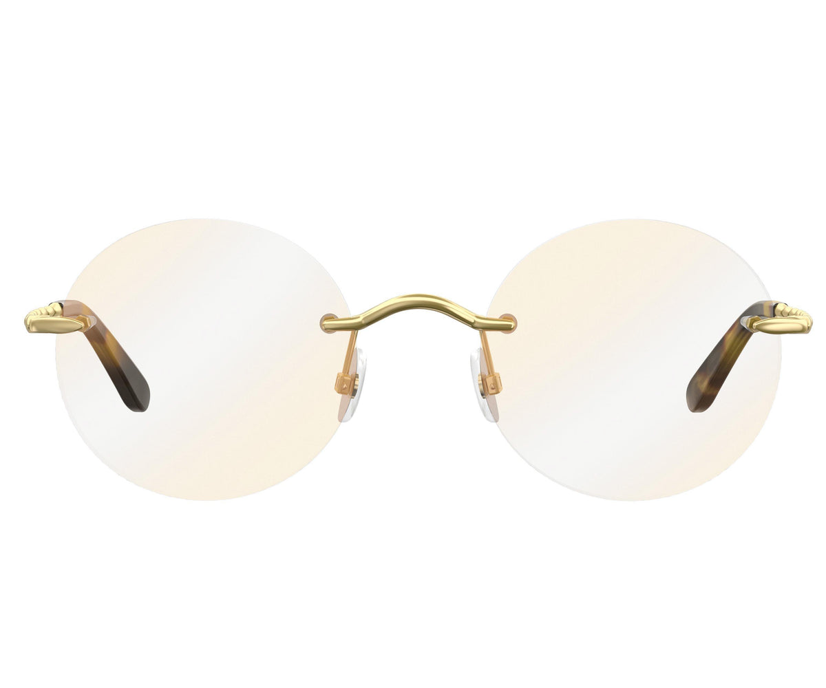 Round gold-frame sunglasses with tortoise temple tips, luxury designer style