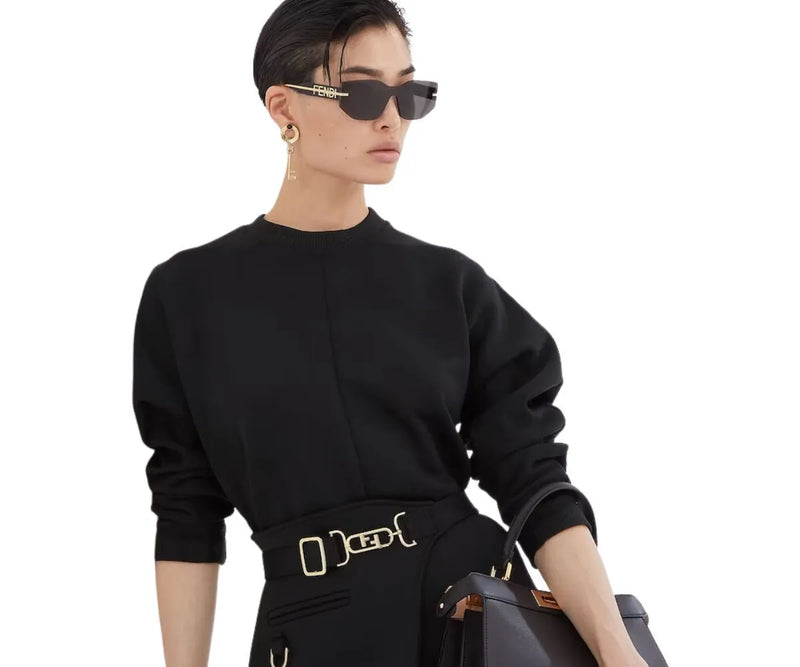 Oval Black Gold Fendi Sunglasses