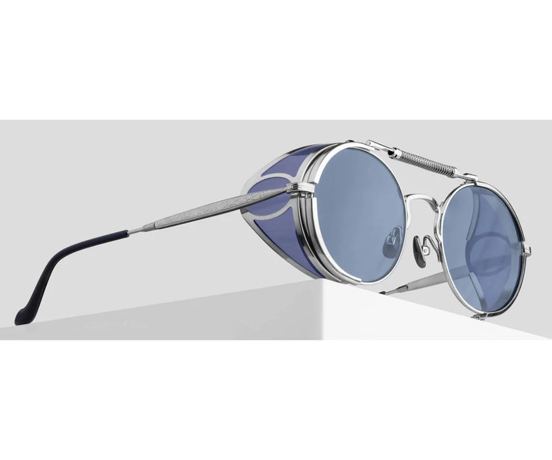 Matsuda_Sunglasses_2809H-V2_Brushed Silver - Blue (Limited Edition 500)_52_Close up