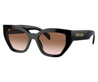 Prada black cat-eye sunglasses with gradient brown lenses, luxury designer eyewear view 1