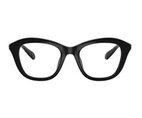 Black cat-eye eyeglasses frames with clear lenses, stylish designer look for women view 2