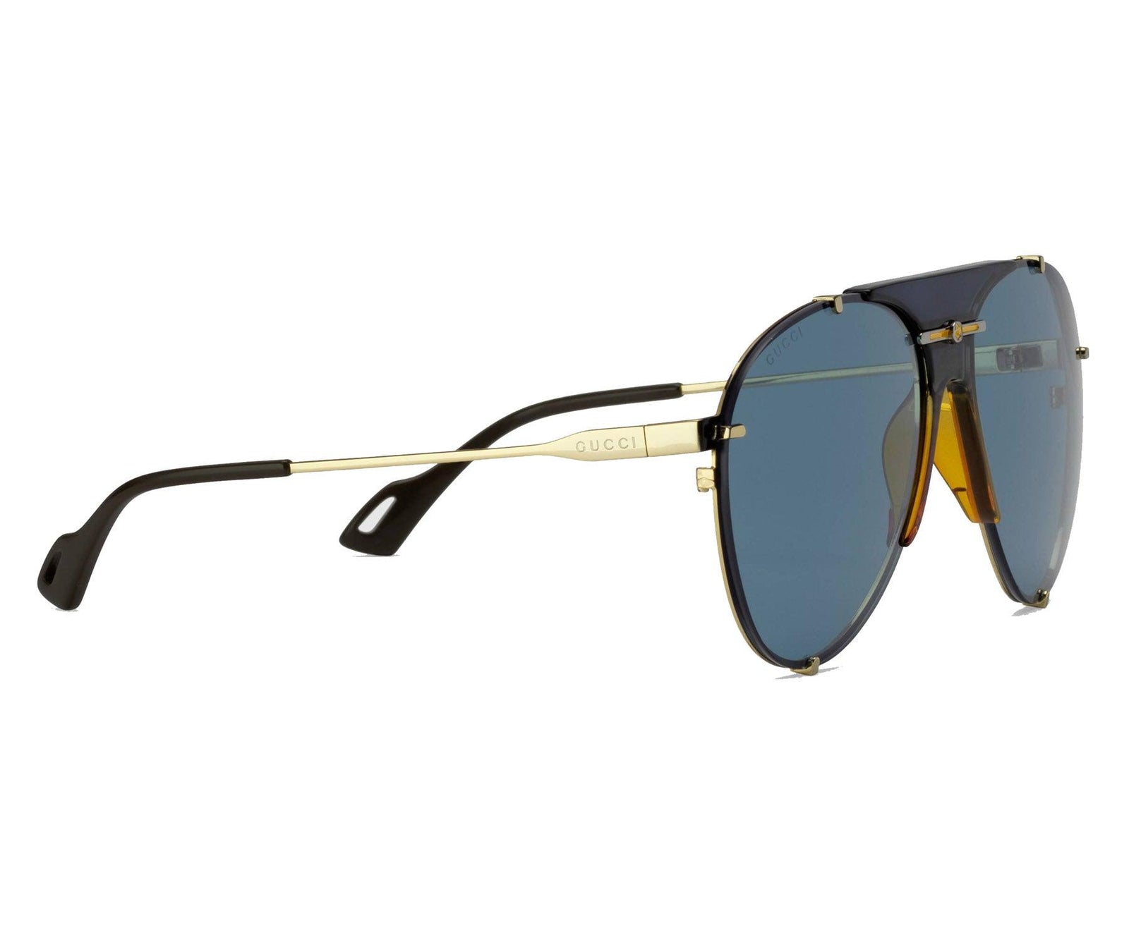 GUCCI SUNGLASSES 0740S 001 61MM BLACK GOLD FRAME BROWN ARMS GREY LENSES Gucci GG1777S 001 Sunglasses - US main image 2