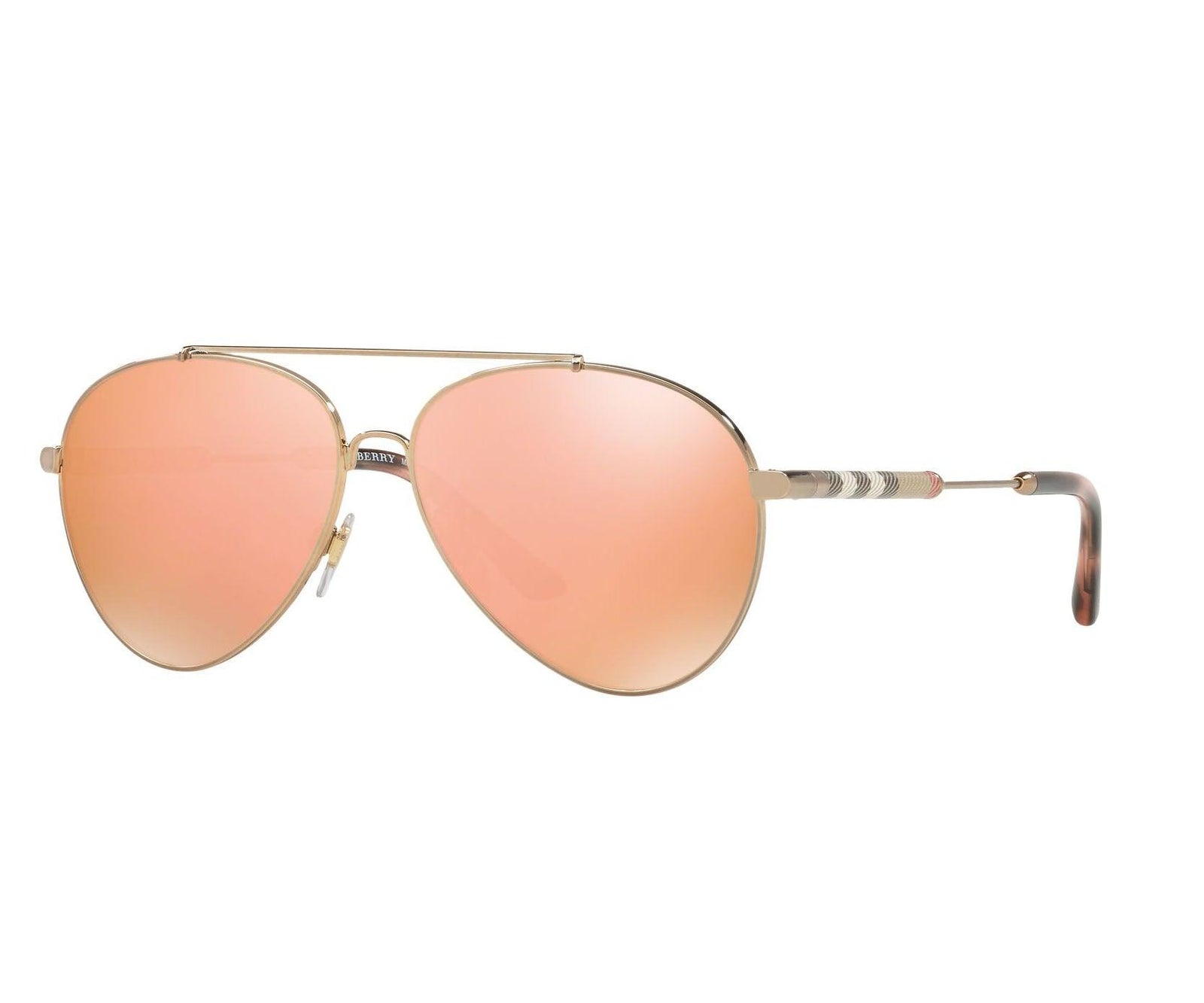 Burberry Rose Gold Aviator Sunglasses Burberry B3080 Aviator Sunglasses Gold Brown Gradient 59mm  main image 2